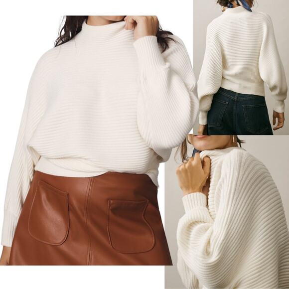 ANTHROPOLOGIE SWEATER 1X PLUS KNIT WHITE PREPPY CLASSY - Picture 2 of 11